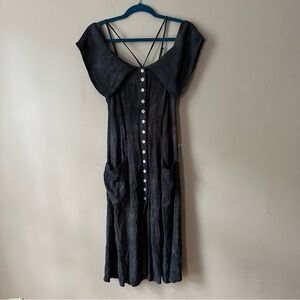 Reformation Inky Tie Dye Midi Slip Dress Strappy Off Shoulder Button Up 2